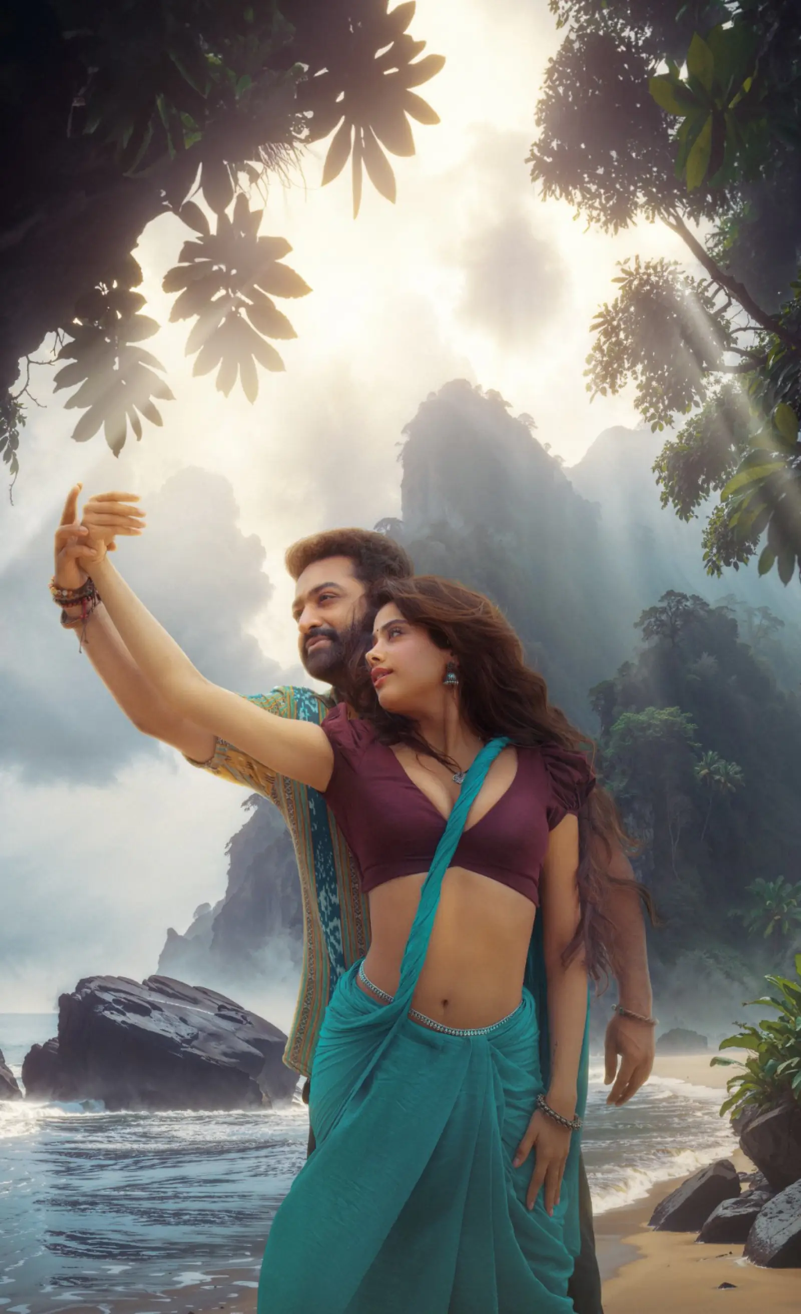 मैन ऑफ मासेस एनटीआर जूनियर और जान्हवी कपूर का रोमांस देवरा के दूसरे गाने 'धीरे धीरे' में दिखाई दिया